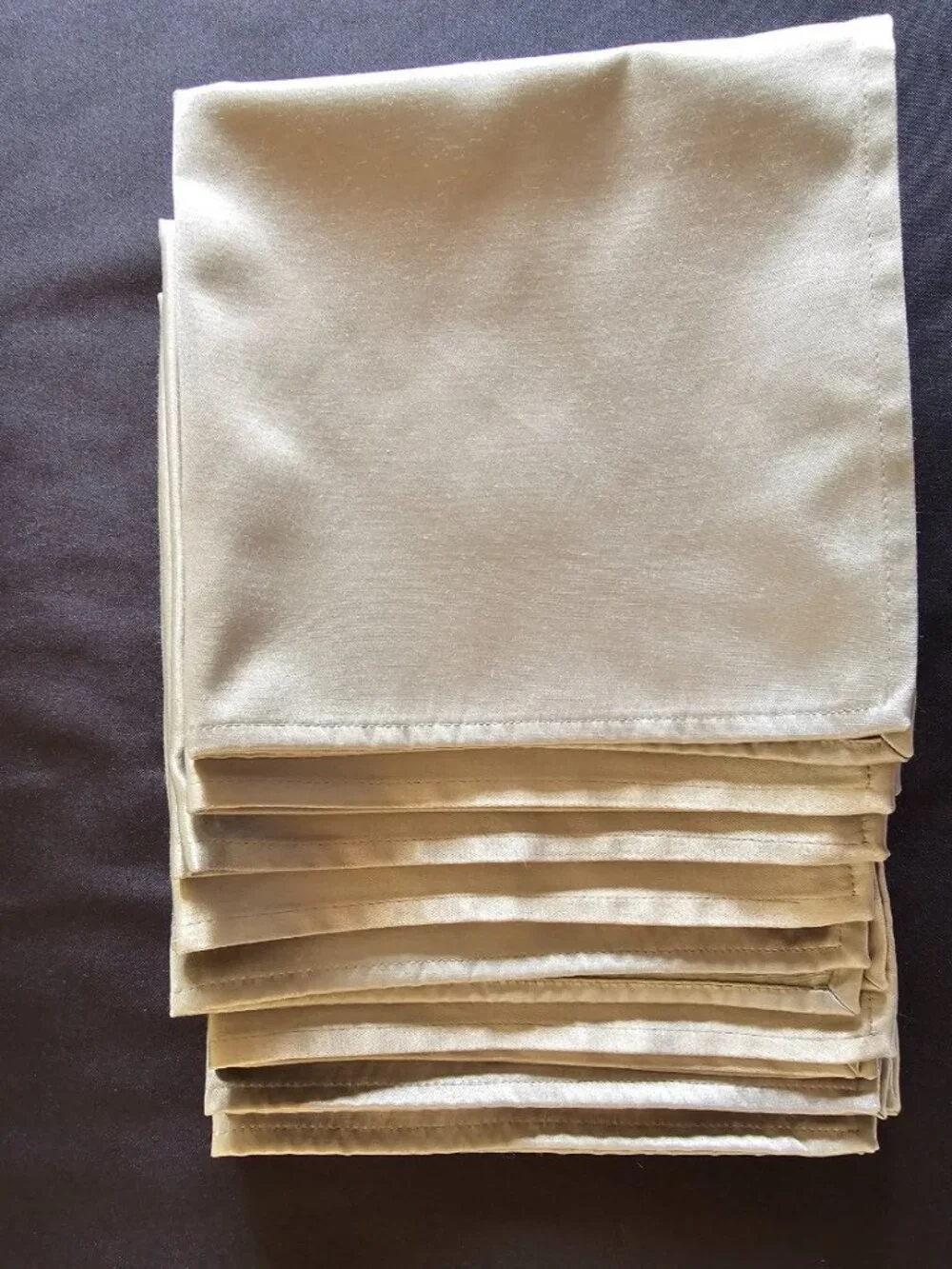 Set of #8 Sateen Napkins, Sage Green + Set of #8 Beaded Napkin Rings